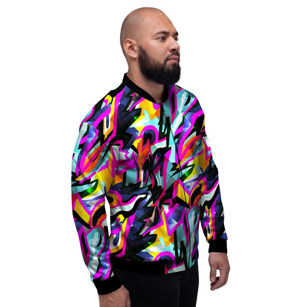 Funky Psychedelic Print Pattern Men's Bomber Jacket-grizzshop