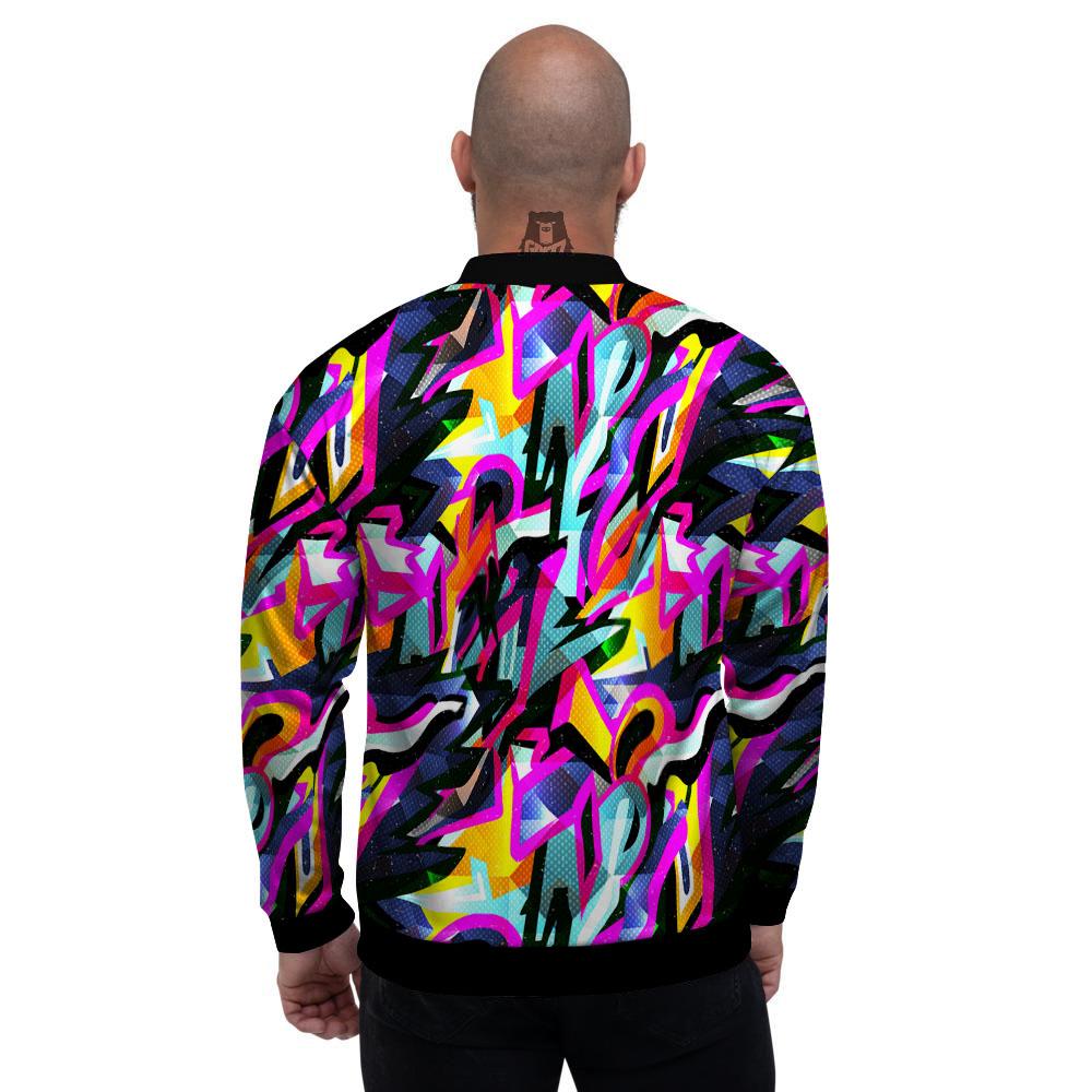 Funky Psychedelic Print Pattern Men's Bomber Jacket-grizzshop