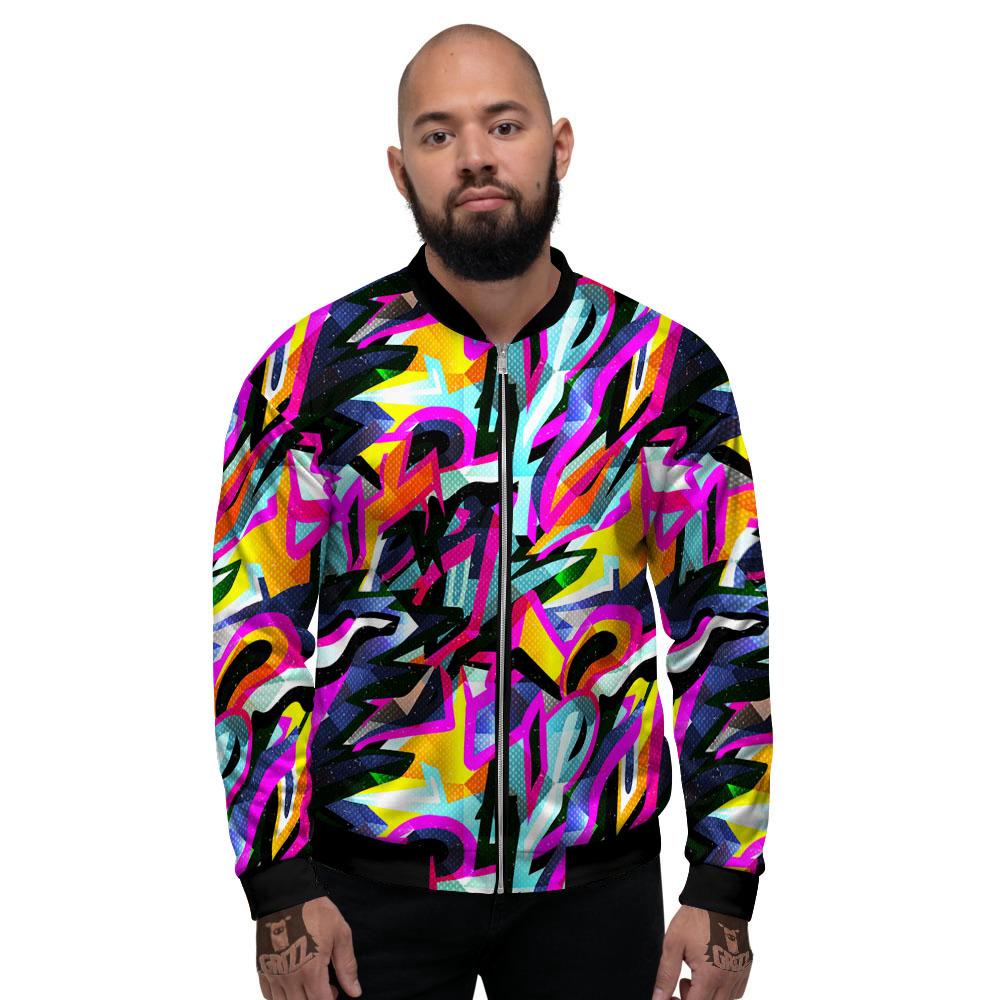 Funky Psychedelic Print Pattern Men's Bomber Jacket-grizzshop