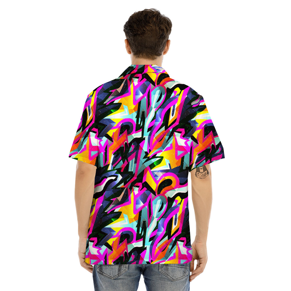 Funky Psychedelic Print Pattern Men's Hawaiian Shirt-grizzshop