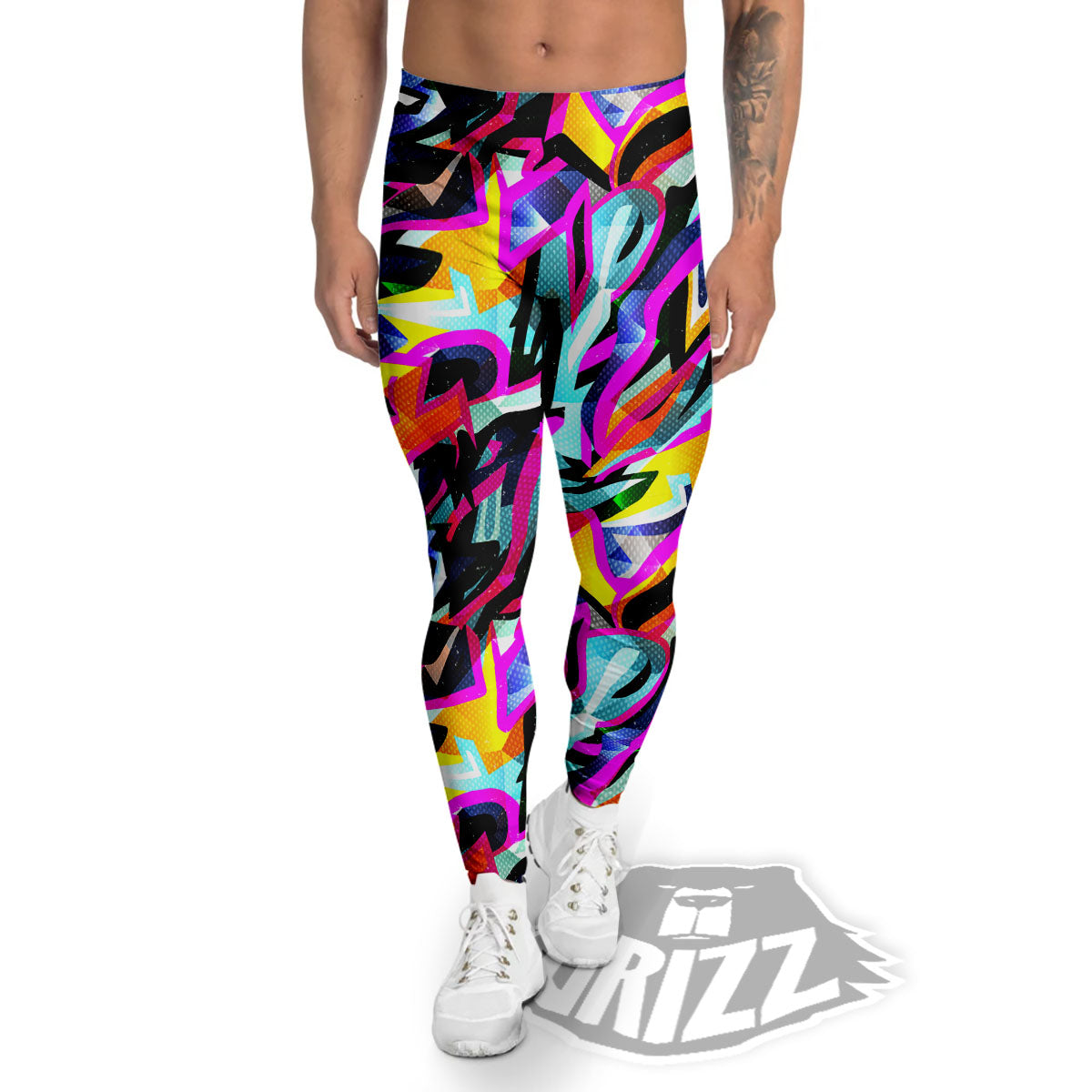 Funky Psychedelic Print Pattern Men's Leggings-grizzshop
