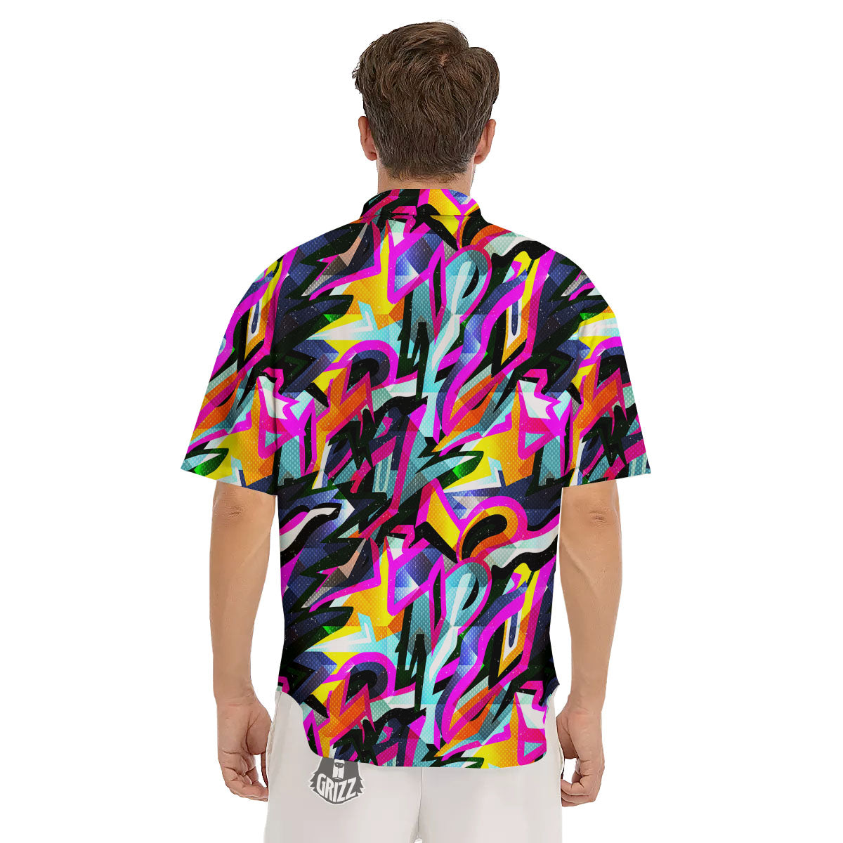 Funky Psychedelic Print Pattern Men's Short Sleeve Shirts-grizzshop