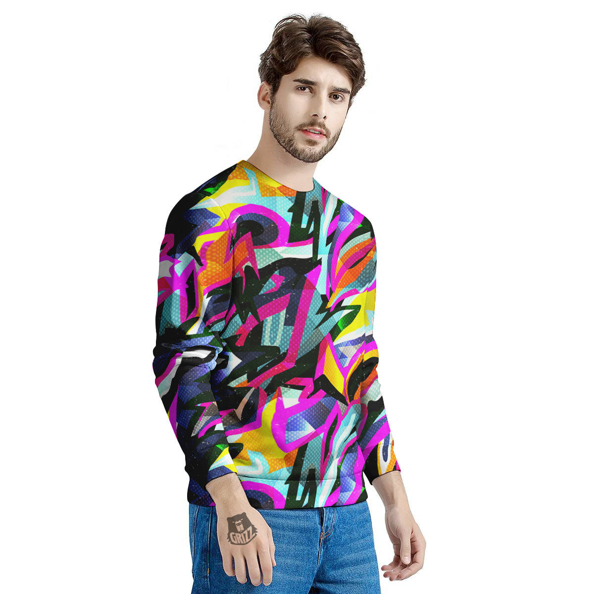 Funky Psychedelic Print Pattern Men's Sweatshirt-grizzshop