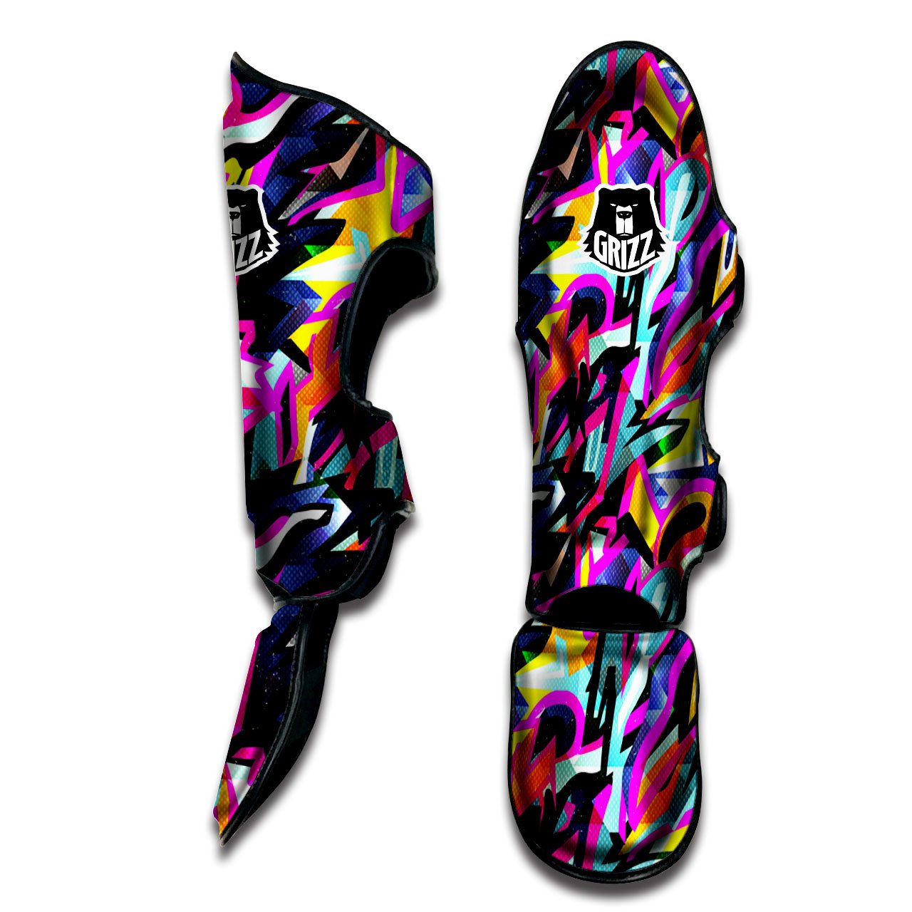 Funky Psychedelic Print Pattern Muay Thai Shin Guards-grizzshop