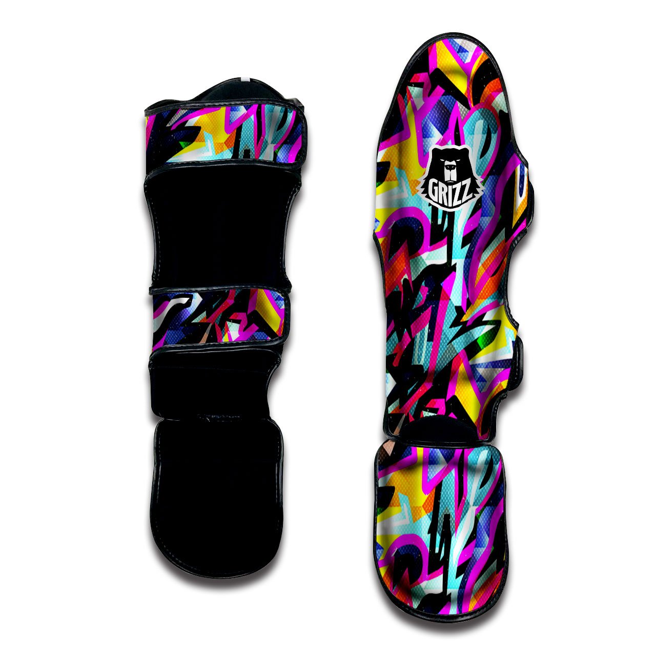 Funky Psychedelic Print Pattern Muay Thai Shin Guards-grizzshop