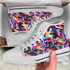 Funky Psychedelic Print Pattern White High Top Shoes-grizzshop