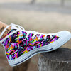 Funky Psychedelic Print Pattern White High Top Shoes-grizzshop