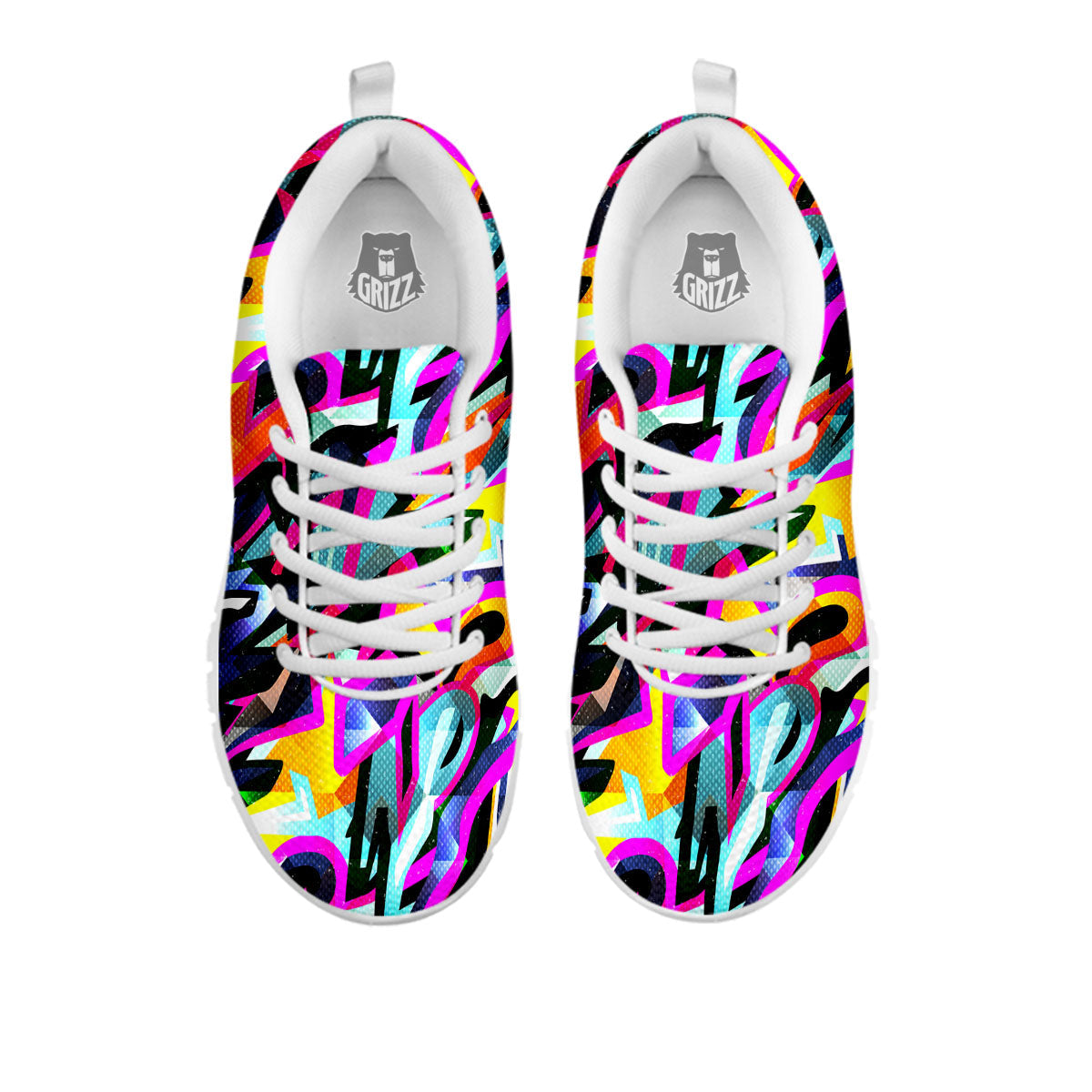 Funky Psychedelic Print Pattern White Sneaker-grizzshop