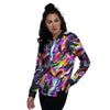 Funky Psychedelic Print Pattern Women's Bomber Jacket-grizzshop