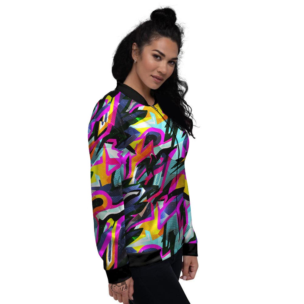 Funky Psychedelic Print Pattern Women's Bomber Jacket-grizzshop