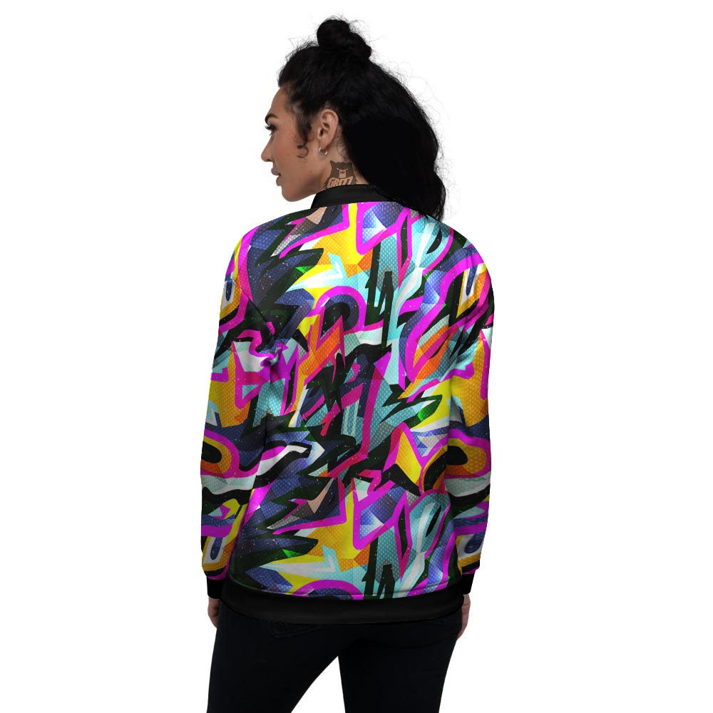 Funky Psychedelic Print Pattern Women's Bomber Jacket-grizzshop