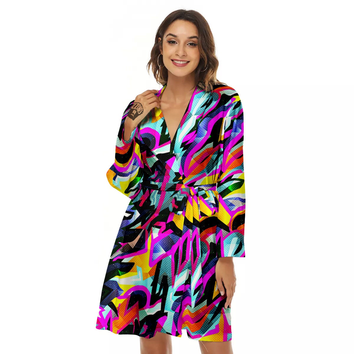 Funky Psychedelic Print Pattern Women's Robe-grizzshop