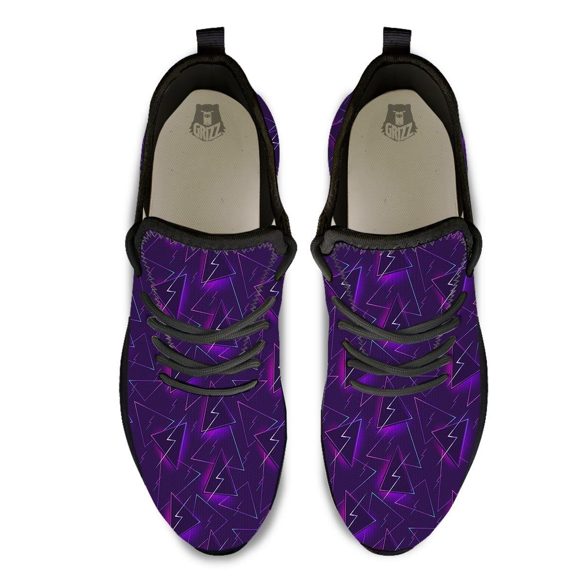Funky Retro Print Pattern Black Athletic Shoes-grizzshop