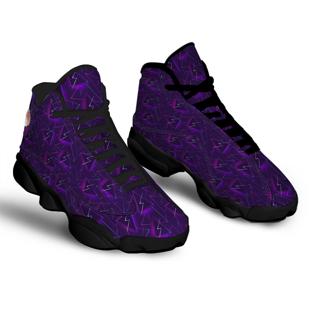 Funky Retro Print Pattern Black Basketball Shoes-grizzshop