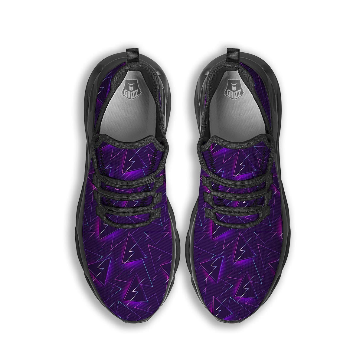 Funky Retro Print Pattern Black Running Shoes-grizzshop