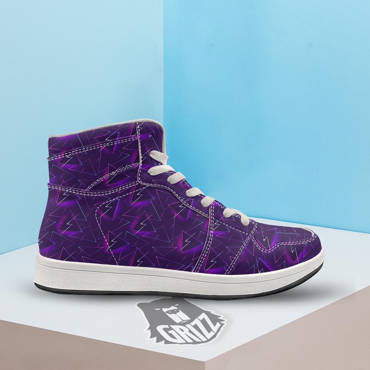 Funky Retro Print Pattern High Top Sneakers-grizzshop