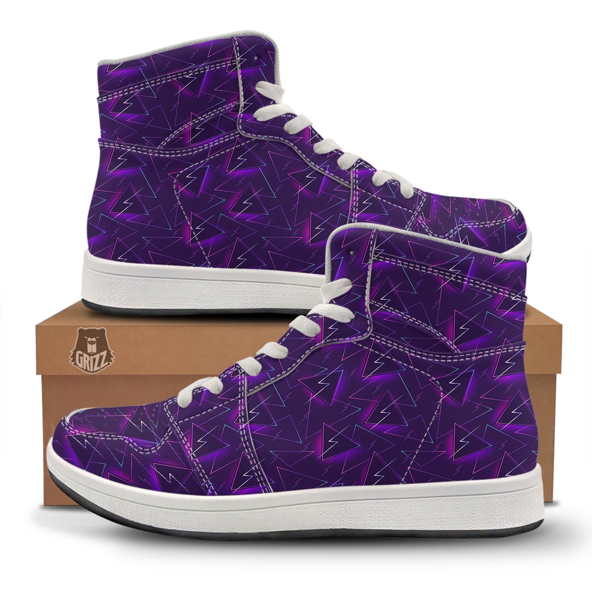 Funky Retro Print Pattern High Top Sneakers-grizzshop