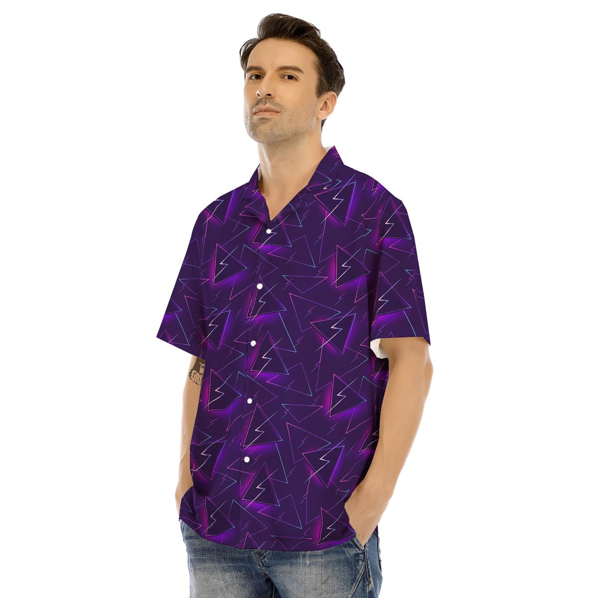 Funky Retro Print Pattern Men's Hawaiian Shirt-grizzshop