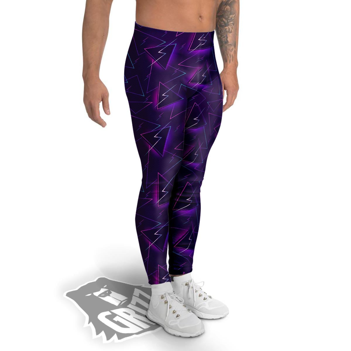 Funky Retro Print Pattern Men's Leggings-grizzshop