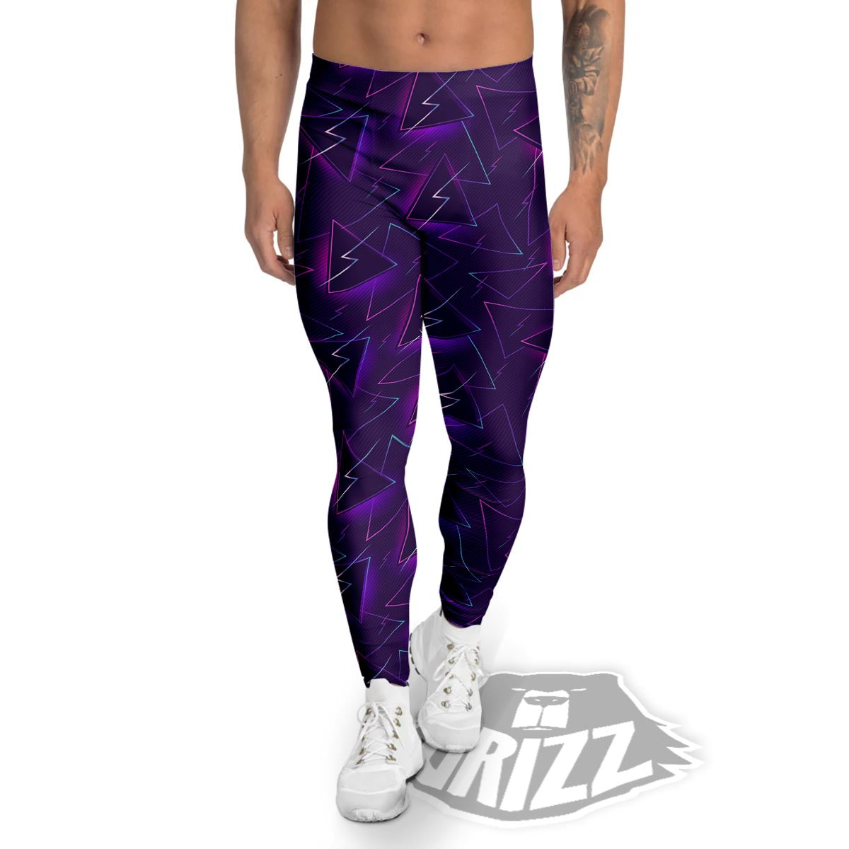 Funky Retro Print Pattern Men's Leggings-grizzshop