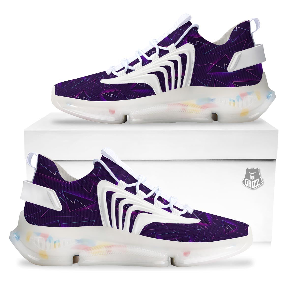 Funky Retro Print Pattern White Gym Shoes-grizzshop
