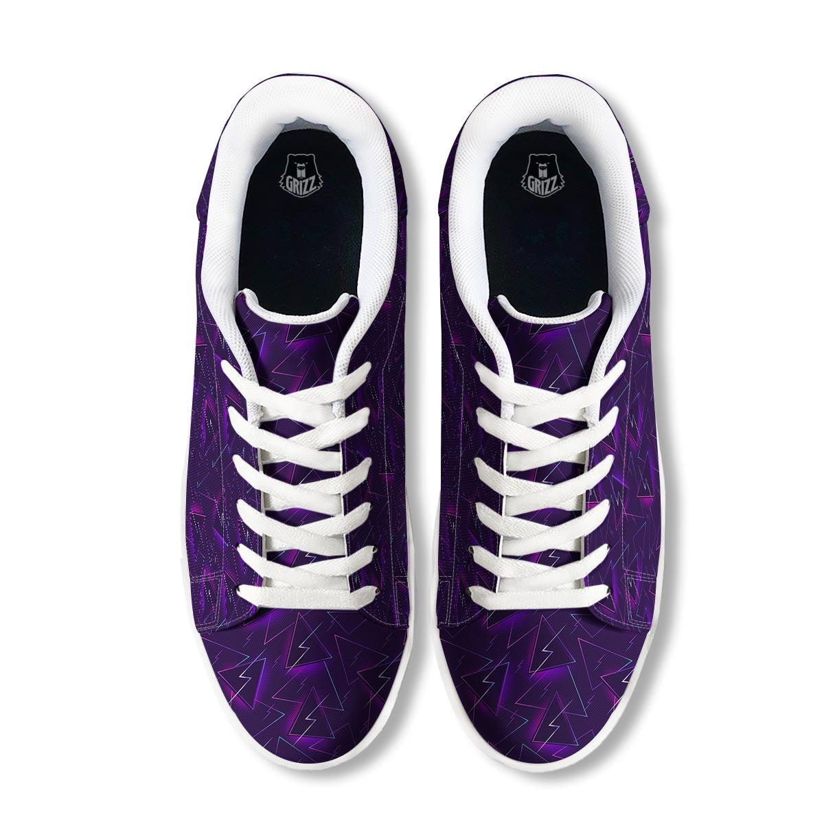 Funky Retro Print Pattern White Low Top Sneakers-grizzshop