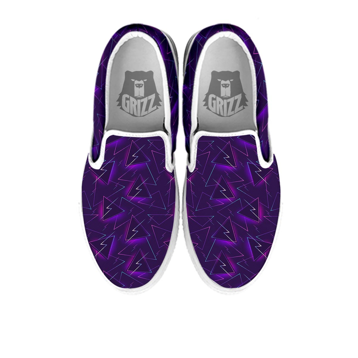 Funky Retro Print Pattern White Slip On Shoes-grizzshop