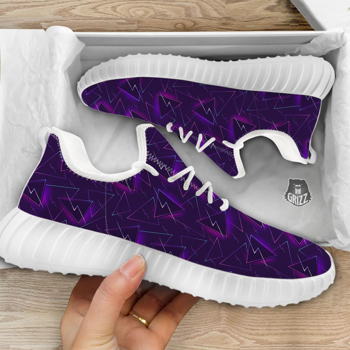 Funky Retro Print Pattern White Walking Shoes-grizzshop