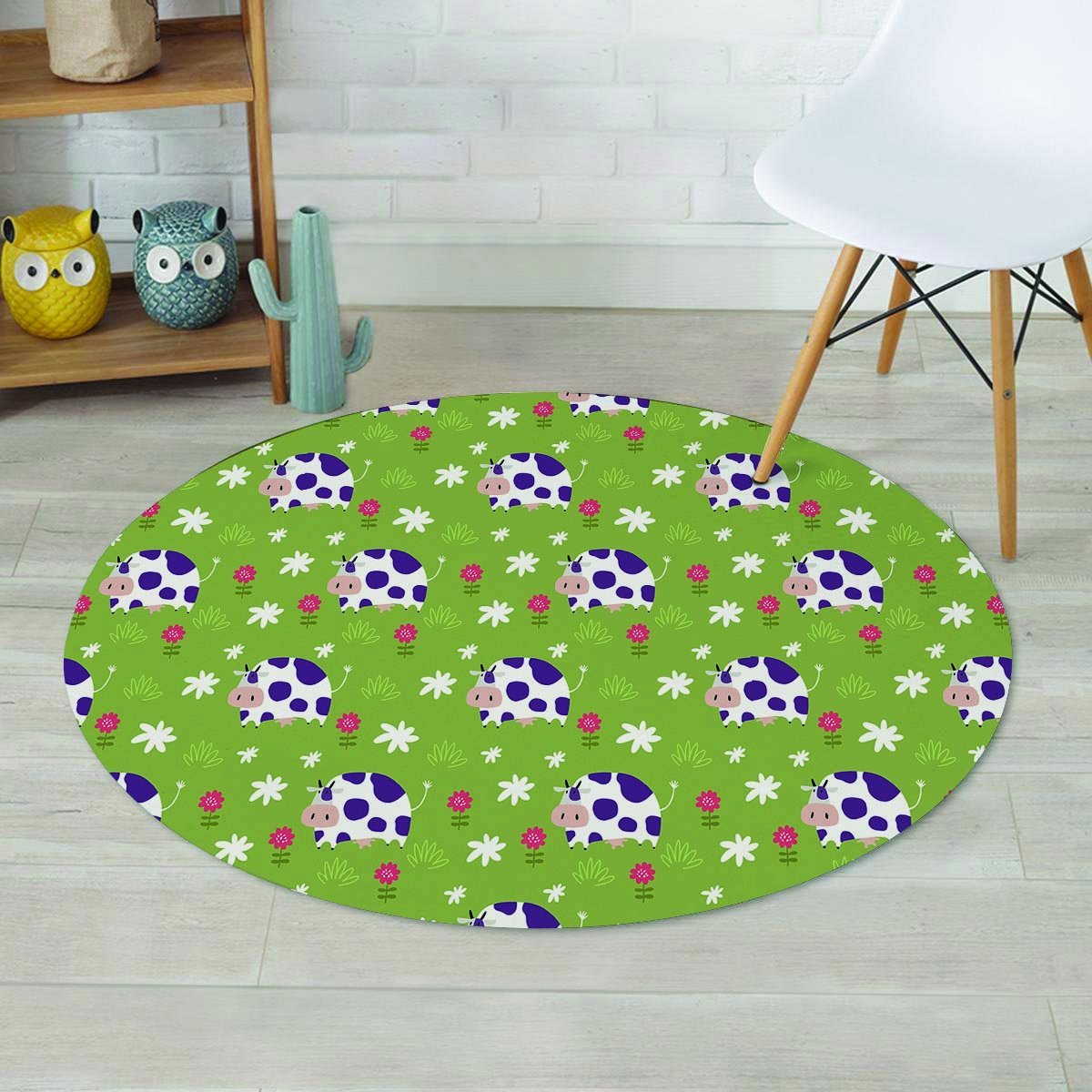 Funny Cow For Kids Round Rug-grizzshop