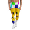 Funny Crazy Glitch And Checkered Neon Print Men's Leggings-grizzshop