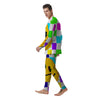 Funny Crazy Glitch And Checkered Neon Print Men's Pajamas-grizzshop