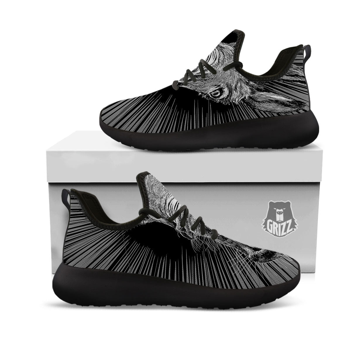 Funny Donkey White And Black Print Black Athletic Shoes-grizzshop