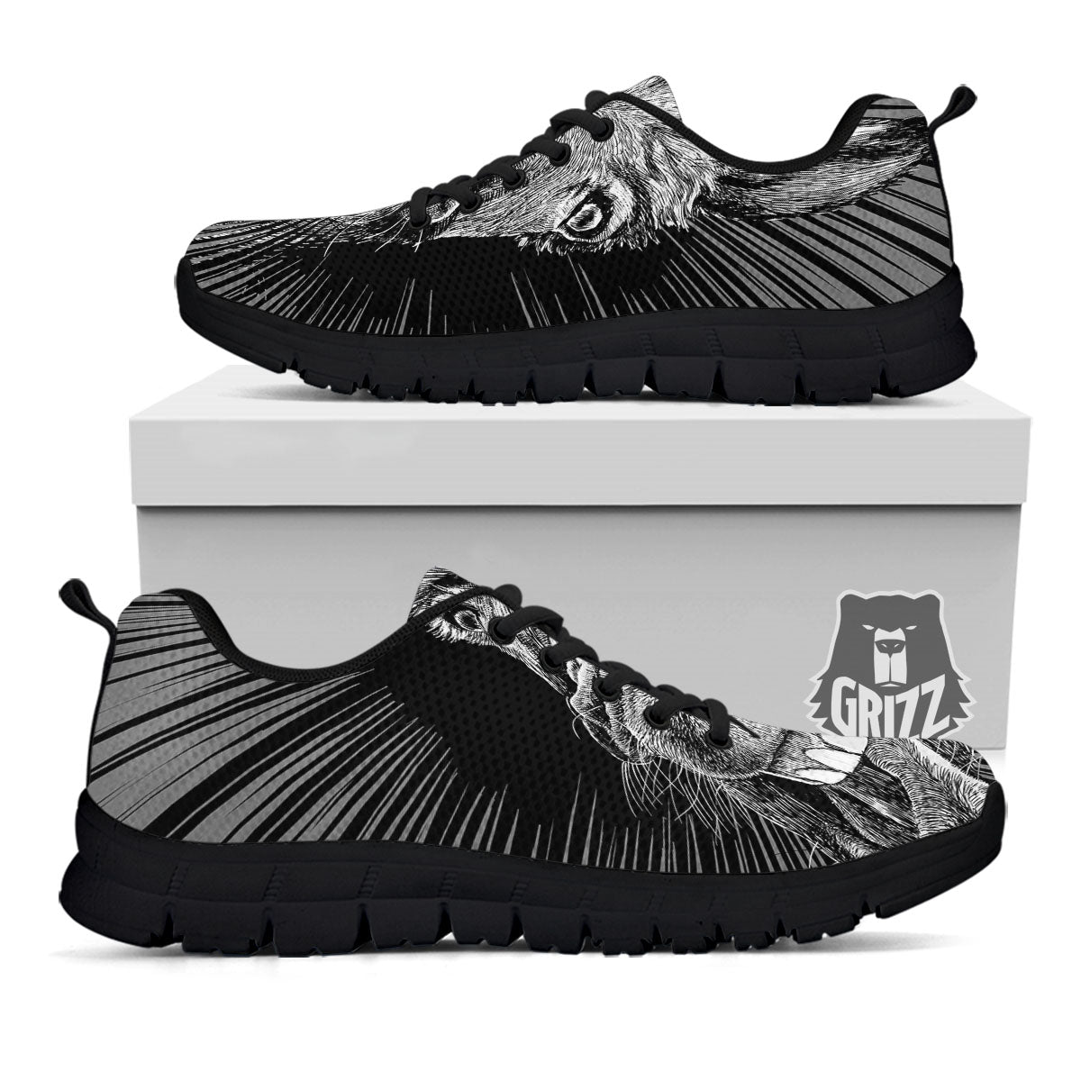 Funny Donkey White And Black Print Black Sneaker-grizzshop