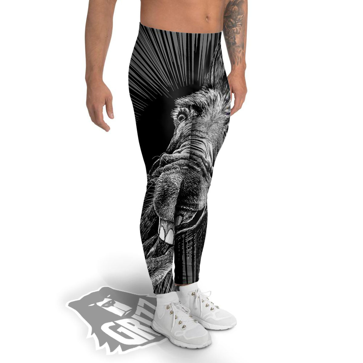 Funny Donkey White And Black Print Men's Leggings-grizzshop