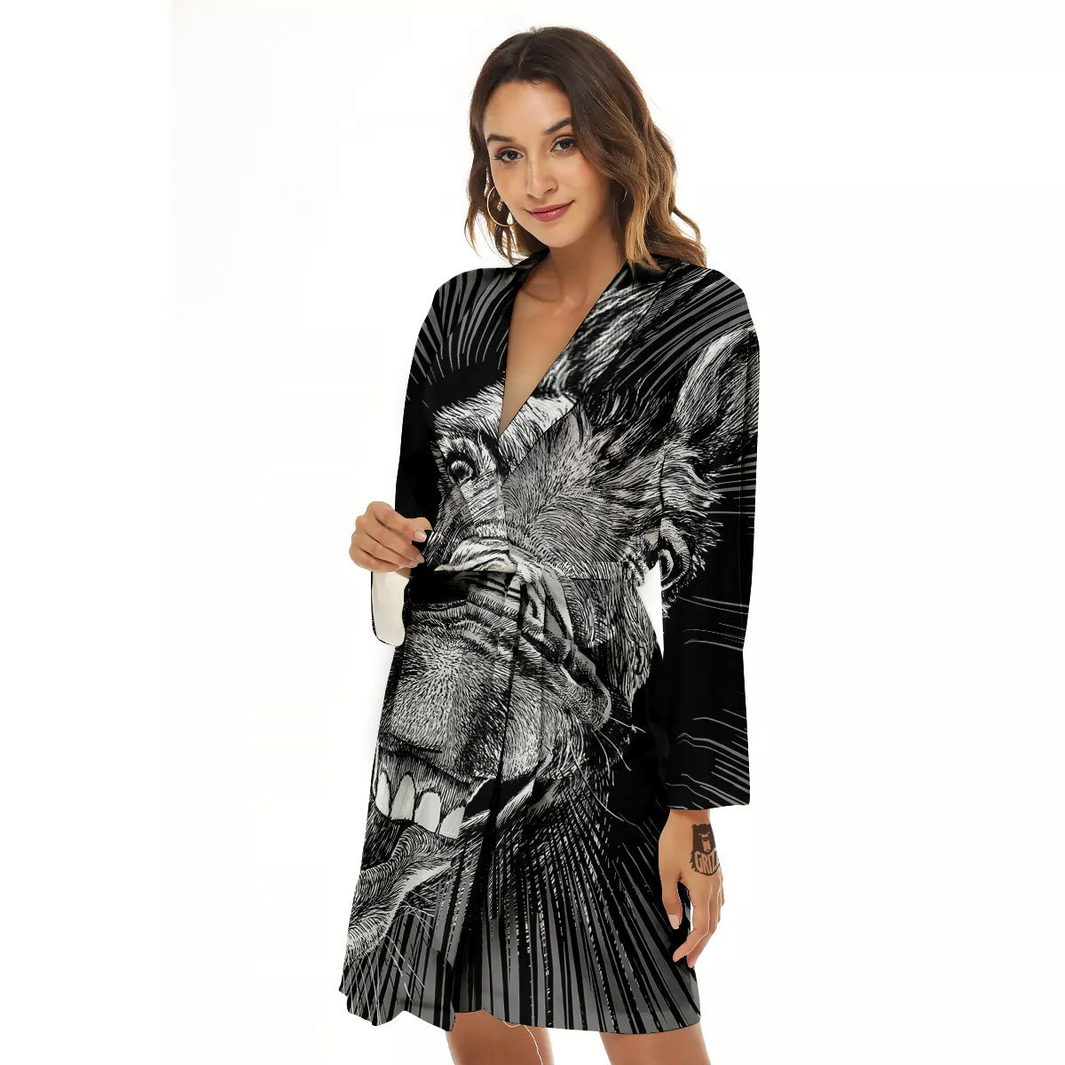 Funny Donkey White And Black Print Women's Robe-grizzshop