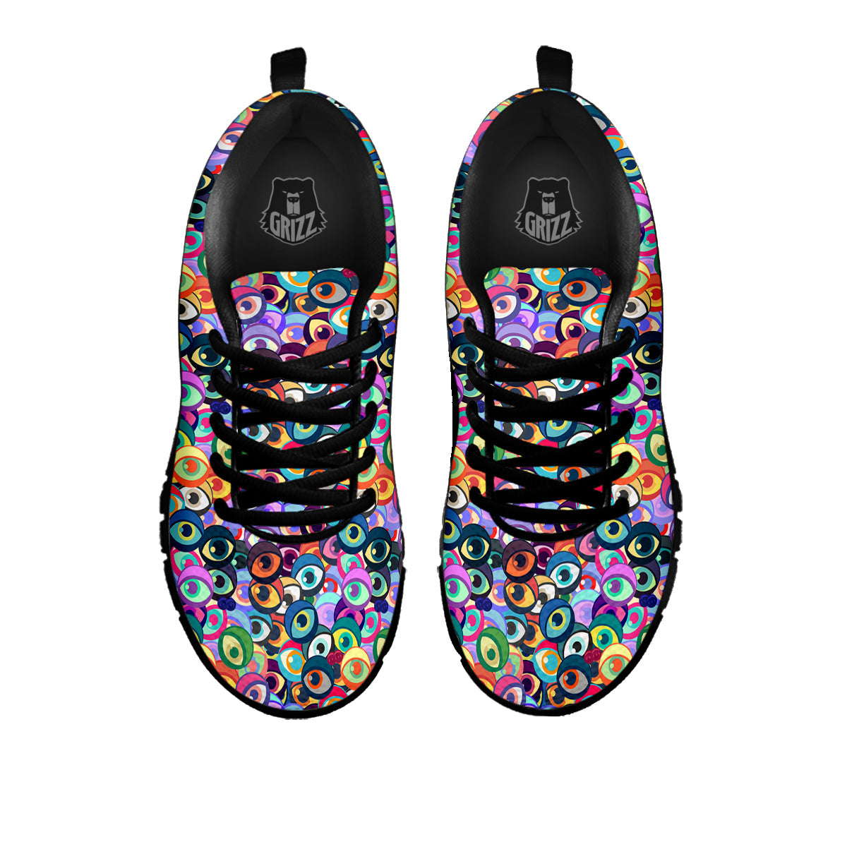 Funny Eyes Colorful Print Pattern Black Sneaker-grizzshop