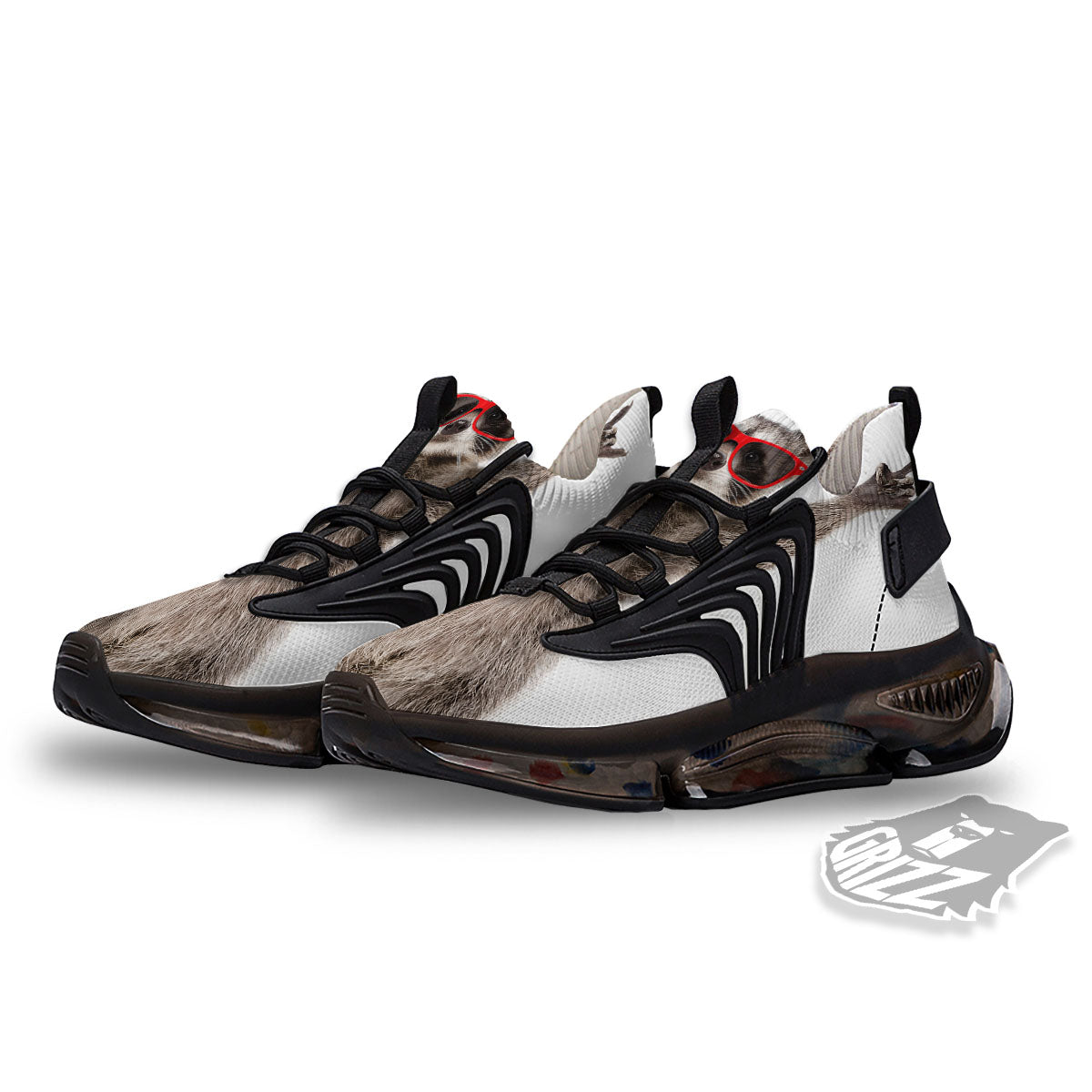 Funny Raccoon Print Black Gym Shoes-grizzshop