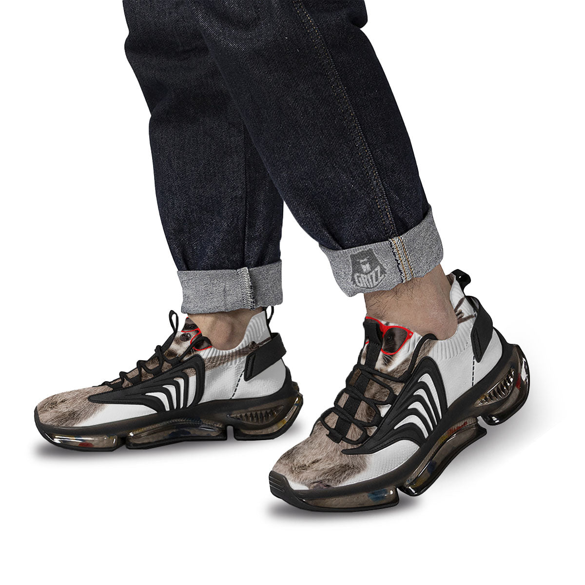 Funny Raccoon Print Black Gym Shoes-grizzshop