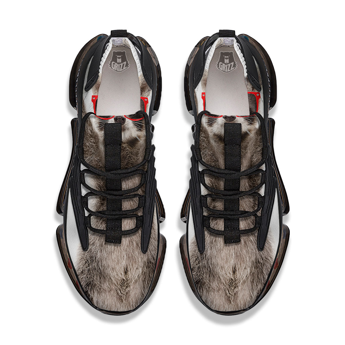 Funny Raccoon Print Black Gym Shoes-grizzshop