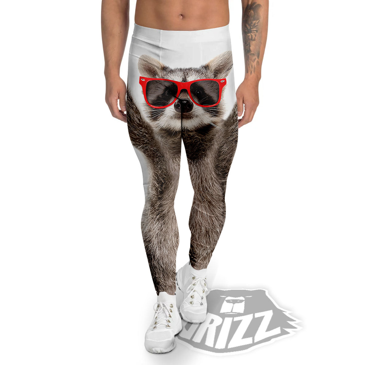 Funny Raccoon Print Men's Leggings-grizzshop
