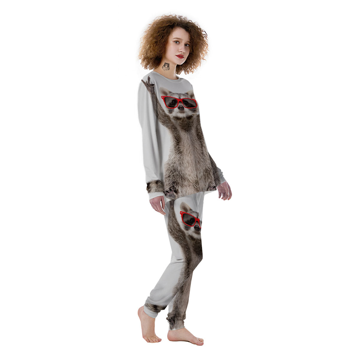 Funny Raccoon Print Women's Pajamas-grizzshop
