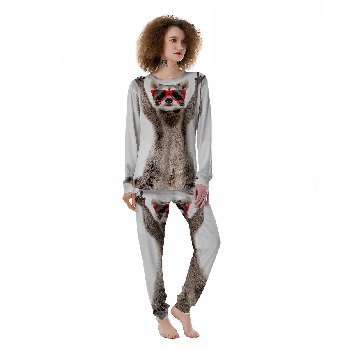 Funny Raccoon Print Women's Pajamas-grizzshop