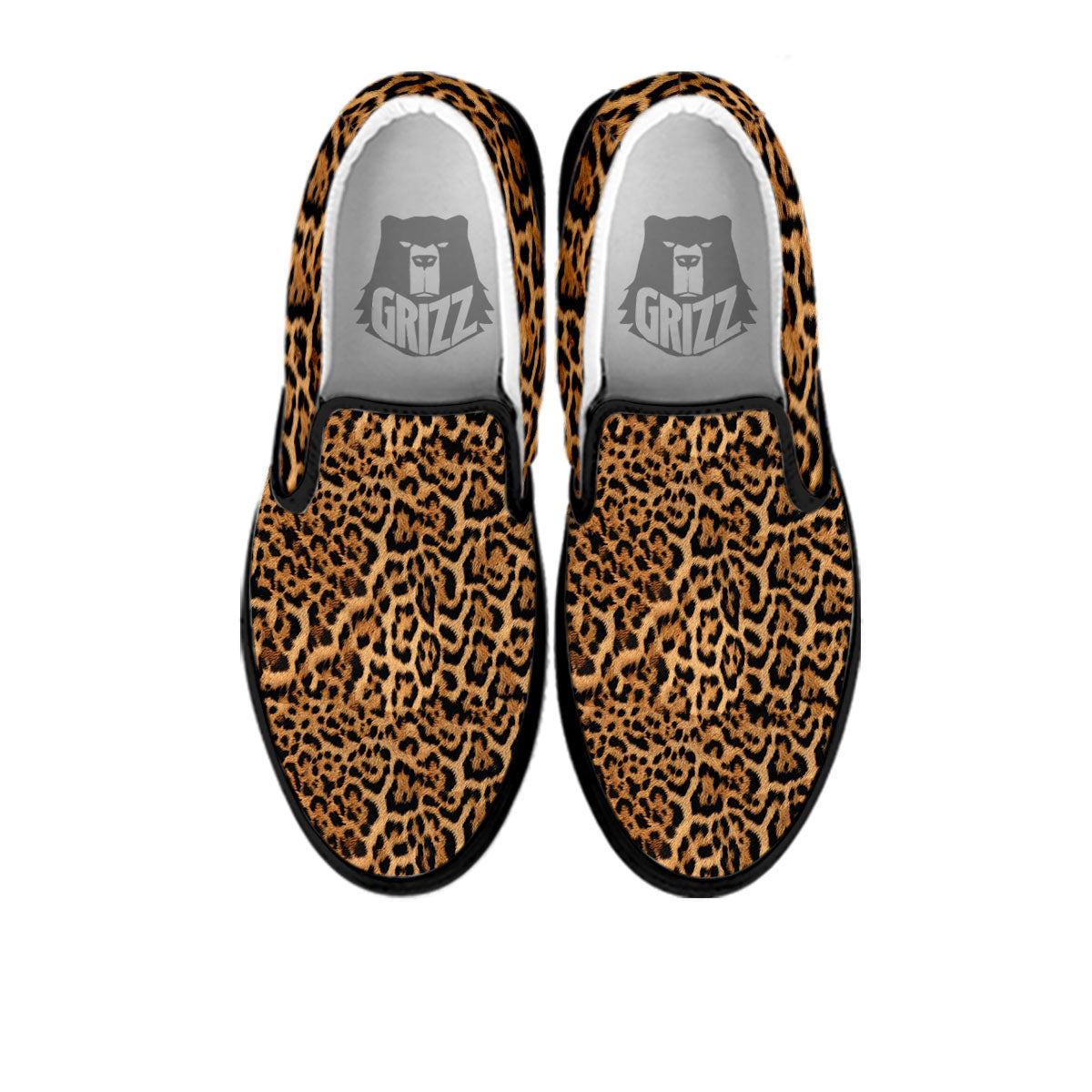 Fur Jaguar Print Pattern Black Slip On Shoes-grizzshop