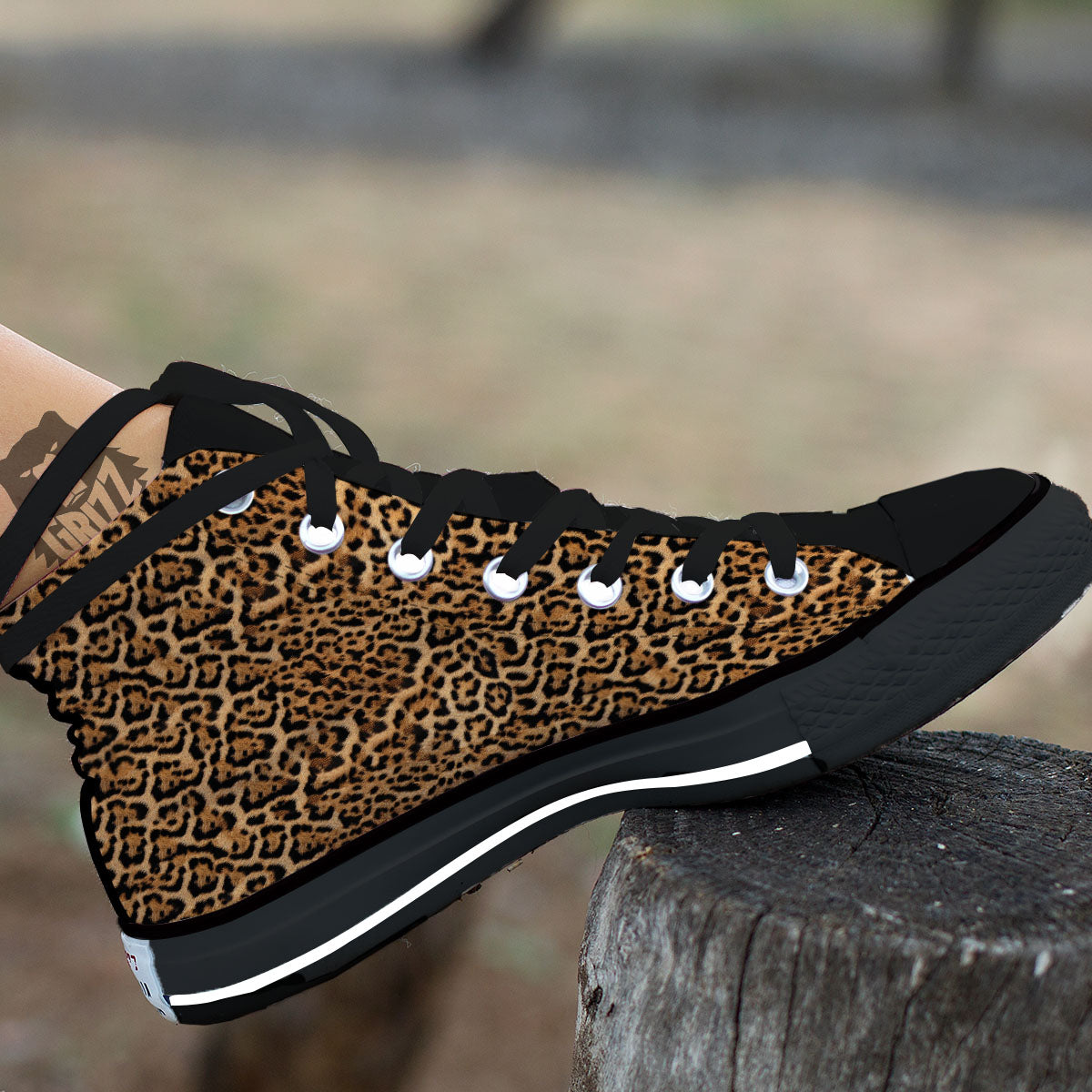 Fur Jaguar Print Pattern High Top Shoes-grizzshop