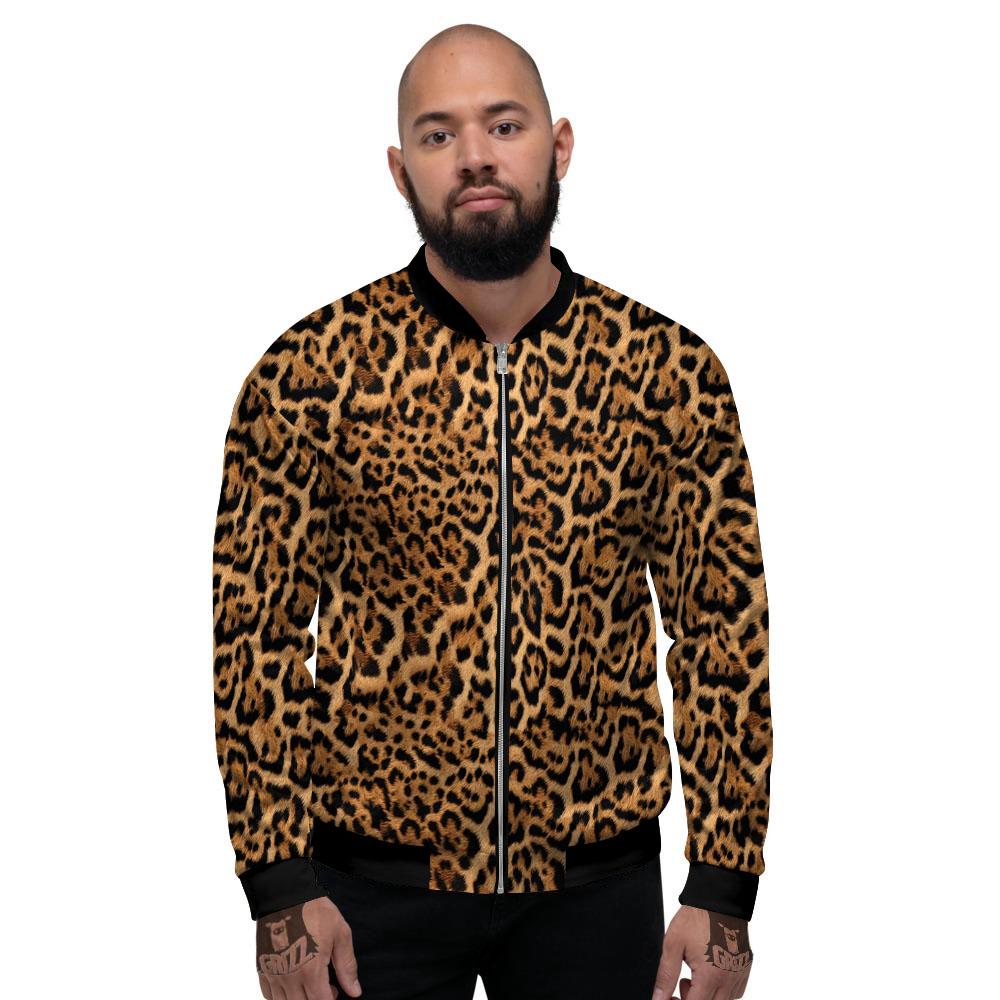 Fur Jaguar Print Pattern Men's Bomber Jacket-grizzshop