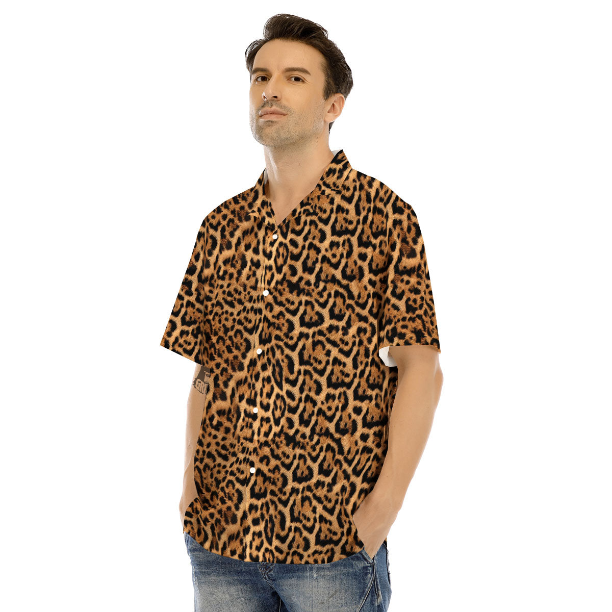 Fur Jaguar Print Pattern Men's Hawaiian Shirt-grizzshop