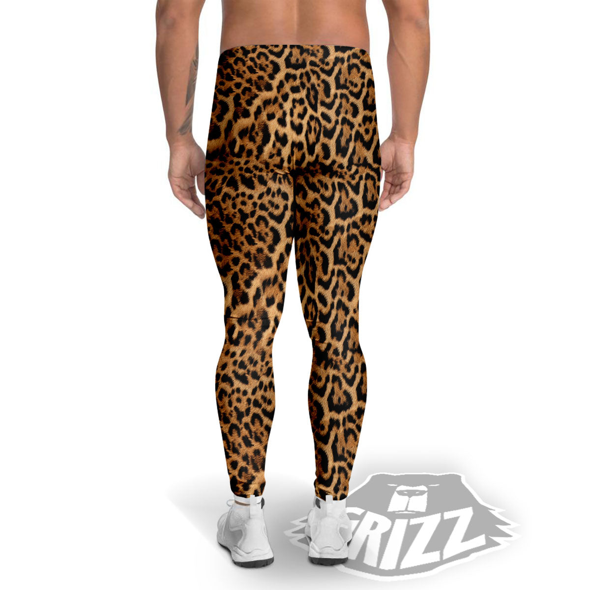 Fur Jaguar Print Pattern Men's Leggings-grizzshop