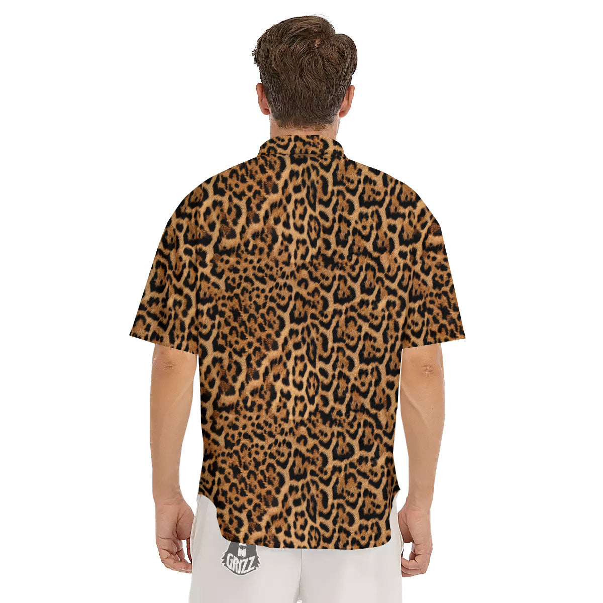 Fur Jaguar Print Pattern Men's Short Sleeve Shirts-grizzshop