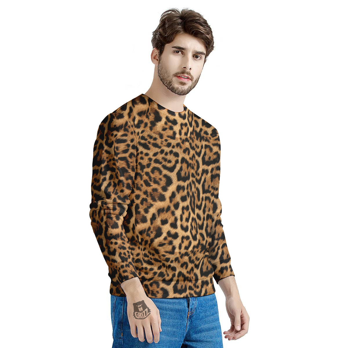 Fur Jaguar Print Pattern Men's Sweatshirt-grizzshop