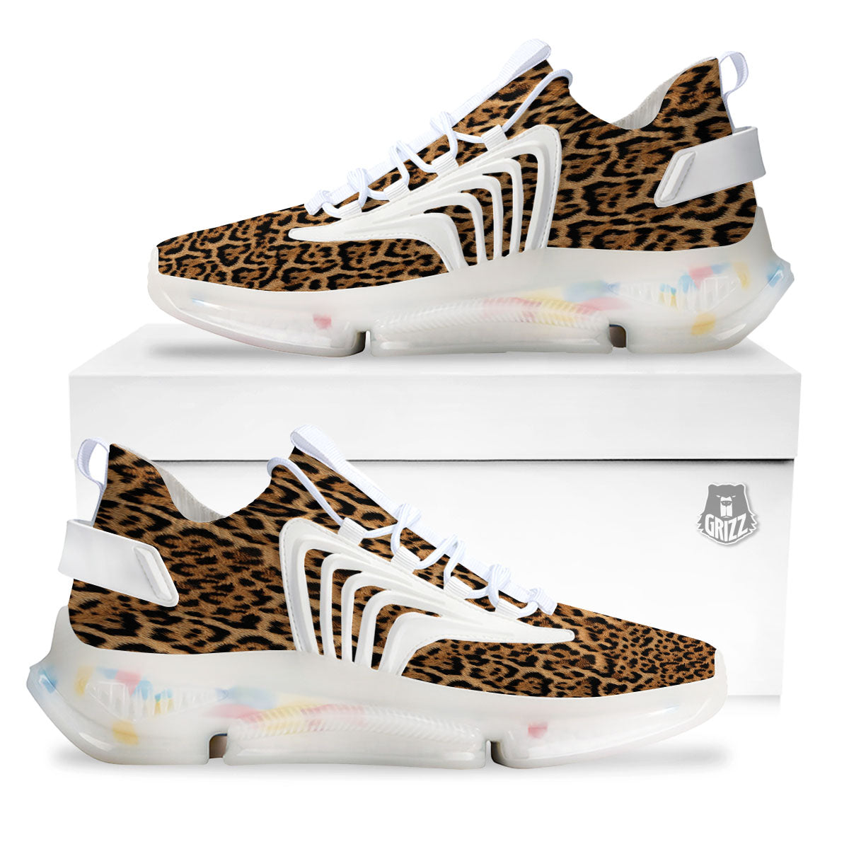 Fur Jaguar Print Pattern White Gym Shoes-grizzshop